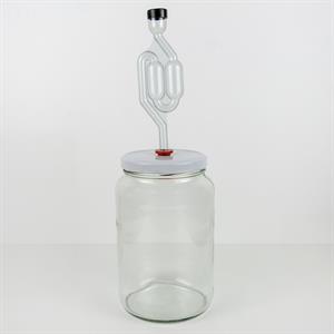 Fermenteringsburk komplet med vitt skruvlock, hål till tyl, tyl och jästingsrör. 1,7 liter